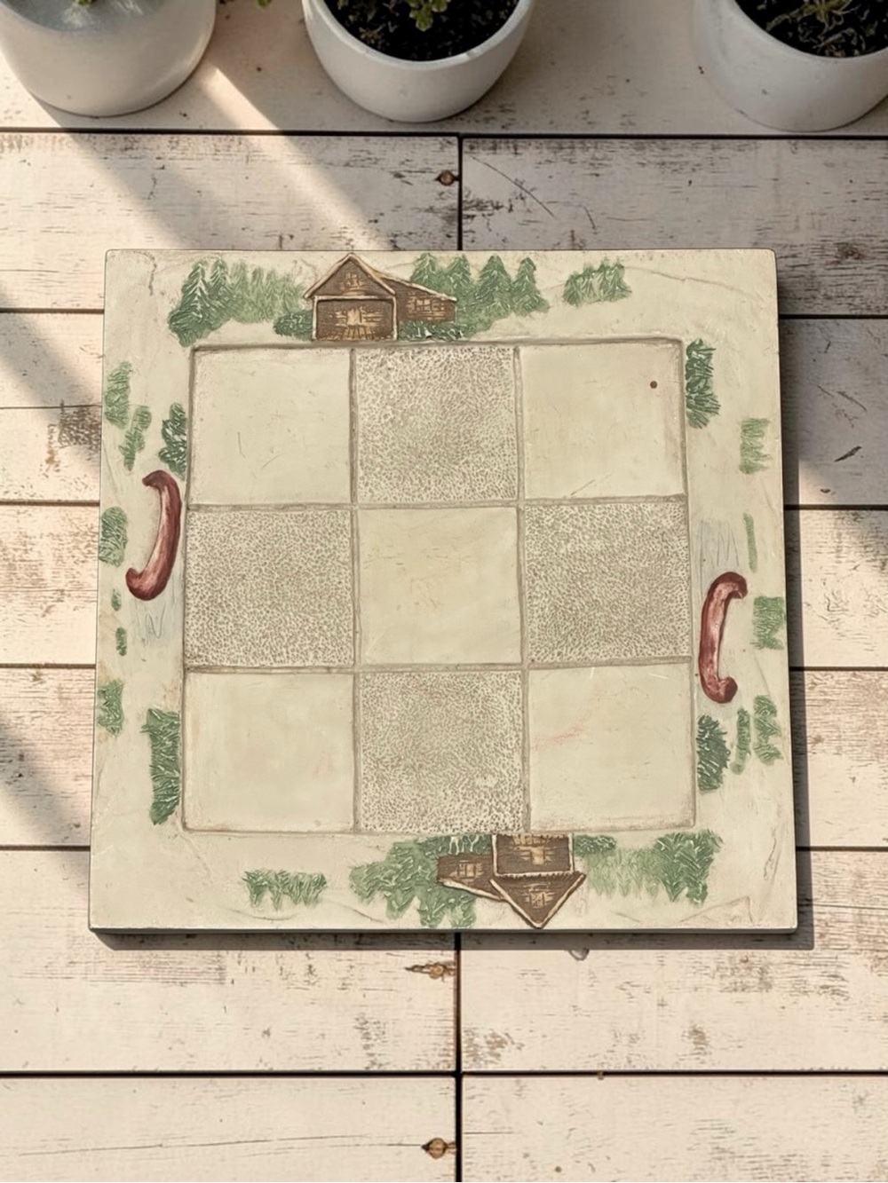 Hen-Feathers Resin Tic-Tac-Toe Game Board
